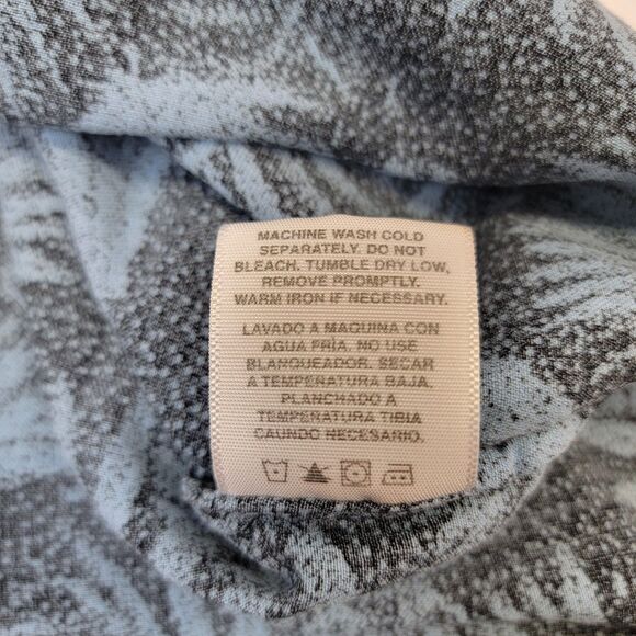 Nat Nast Shirt Mens Large Blue Palm Leaf Pattern Silk Cotton Button Up Resort - Picture 14 of 14